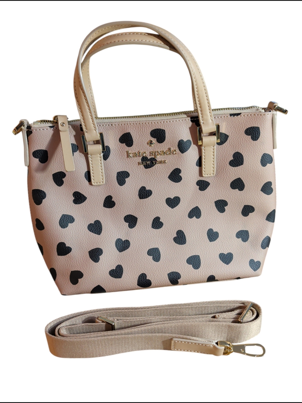 NWOT Kate Spade Pink Heart Print Small Satchel